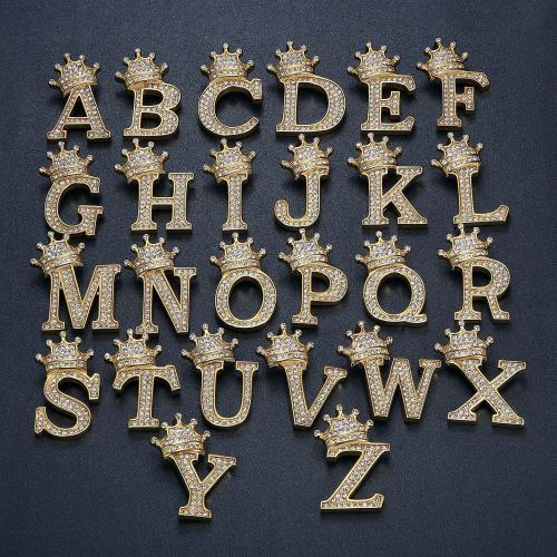 Подвески с буквами из нержавеющой стали, Нержавеющая сталь 316, Другое покрытие, букв, от A до Z & DIY & Мужская & со стразами, Много цветов для выбора продается PC