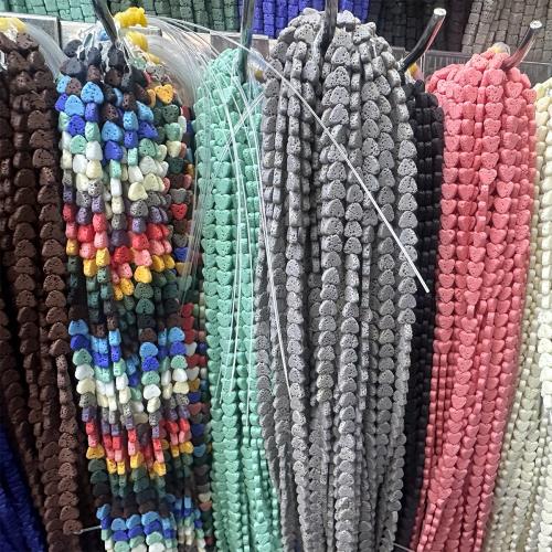 Multicolor Lava Perlen, Herz, DIY, keine, 2x6mm, Länge:ca. 38 cm, verkauft von Strang