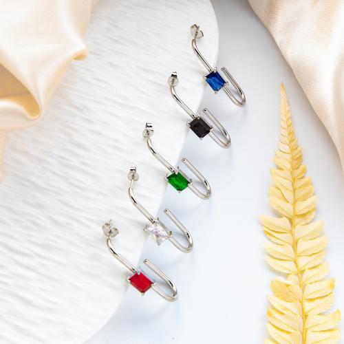 Boucle en acier inoxydable zircons cubiques, pour femme & avec zircone cubique, plus de couleurs à choisir Vendu par paire