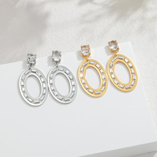 Boucle d'oreille goutte inox, acier inoxydable, Placage, pour femme & avec zircone cubique, plus de couleurs à choisir Vendu par paire