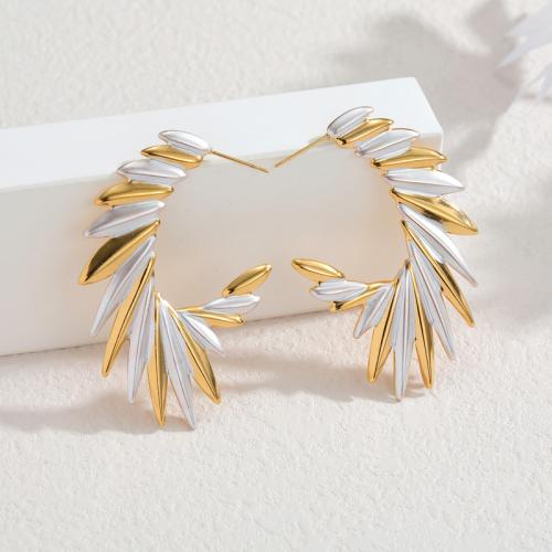 Серьги из нержавеющей стали, нержавеющая сталь, плакирован золотом, Женский & эмаль, белый продается Пара