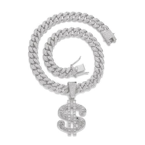 Ожерелье со стразами из цинкового сплава, цинковый сплав, Другое покрытие, Мужский, Много цветов для выбора 13mm, длина:Приблизительно 50 см, продается Strand