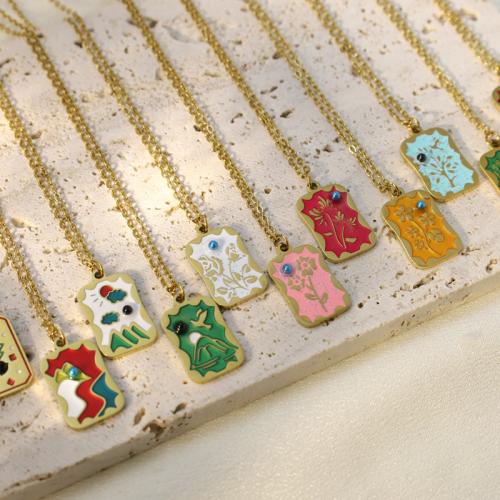 Ожерелье из нержавеющей стали ювелирные изделия, нержавеющая сталь, с 5cm наполнитель цепи, плакирован золотом, регулируемый & Овальный цепь & Женский & эмаль, Много цветов для выбора 1.5mm, длина:Приблизительно 40 см, продается Strand