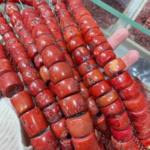 Meer Bambus Koralle Perlen, DIY, rote Orange, beads size 12-16mm, Länge:ca. 38 cm, verkauft von Strang
