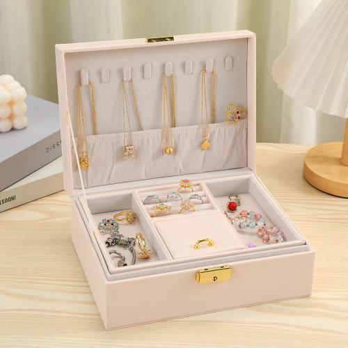 Искусственная кожа Многофункциональный Ювелирный Футляр, с Бархат, Прямоугольная форма, Двойной слой & Пылезащитный, Много цветов для выбора продается PC