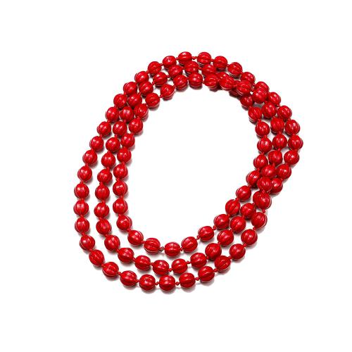 Synthetic Turquoise Necklace, Pumpkin, folk style & Unisex & enamel, red Approx 1.2 m 