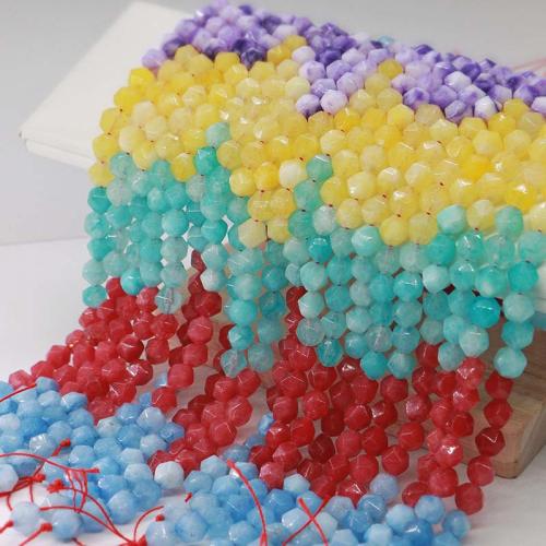 Gemischte Edelstein Perlen, Chalzedon, Geometrisches Muster, poliert, Star Cut Faceted & DIY, keine, Grade A, 8mm, ca. 40PCs/Strang, verkauft von Strang