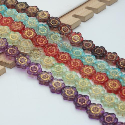 Blume-Kristall-Perlen, Kristall, DIY, mehrere Farben vorhanden, 13x13mm, ca. 25PCs/Strang, verkauft von Strang