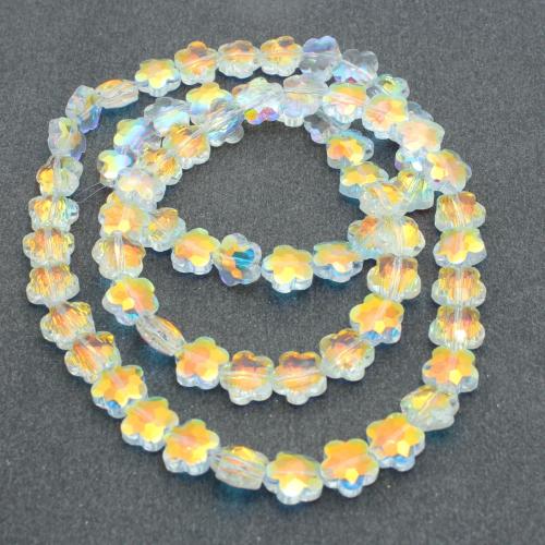 Blume-Kristall-Perlen, Kristall, plattiert, DIY, Kristall AB, 10x10mm, ca. 70PCs/Strang, verkauft von Strang