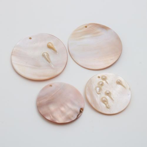 Natürliche Muschel Anhänger, flache Runde, DIY & verschiedene Größen vorhanden, verkauft von PC