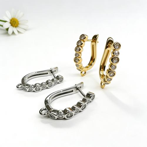 Messing Ohrring Tropfen Komponente, plattiert, DIY & mit kubischem Zirkonia, keine, 14x22mm, verkauft von Paar