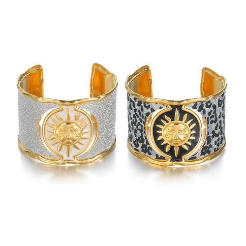 Edelstahl Manshette Armreif, goldfarben plattiert, für Frau & Emaille, keine, 45mm, Innendurchmesser:ca. 58mm, verkauft von PC