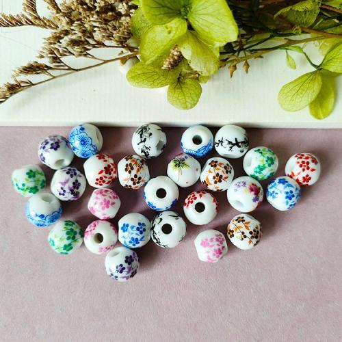 Kunstdruck Porzellan Perlen, rund, Vintage & DIY, keine, 12mm, Bohrung:ca. 3mm, verkauft von PC