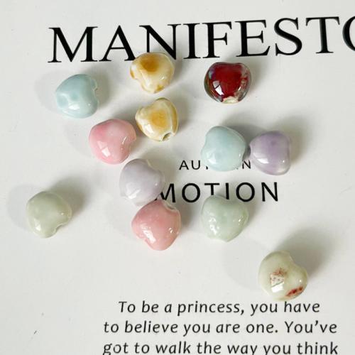 Plating Porzellan Bead, Herz, DIY, keine, 11.5x11.5x8mm, Bohrung:ca. 2.3mm, verkauft von PC