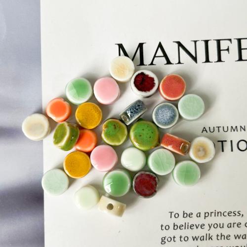 Plating Porzellan Bead, flache Runde, DIY, keine, 11x7mm, Bohrung:ca. 2.3mm, verkauft von PC