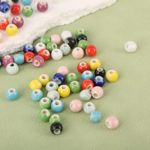 Abalorios Esmaltados de Porcelana, acristalamiento, Bricolaje, más colores para la opción, 8mm, agujero:aproximado 3mm, 50PCs/Bolsa, Vendido por Bolsa