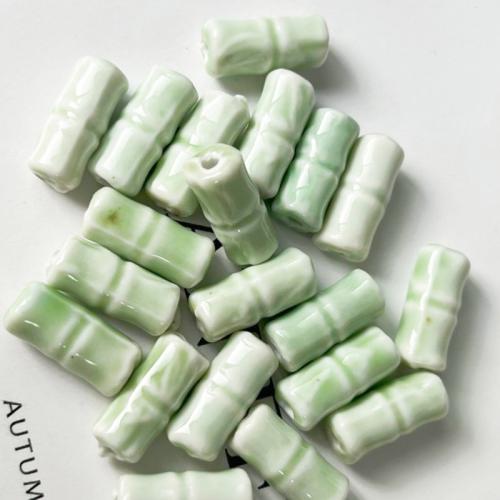 Revestimiento Porcelana bolas, Bambú, Bricolaje, verde, 20x8.5mm, agujero:aproximado 2.5mm, Vendido por UD