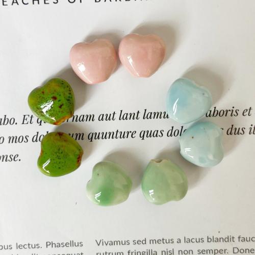 Revestimiento Porcelana bolas, Corazón, Bricolaje, más colores para la opción, 16x15x10mm, agujero:aproximado 2.5mm, Vendido por UD