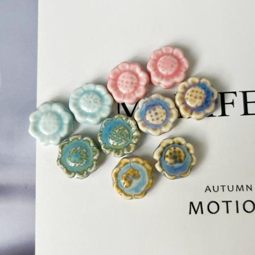 Abalorio de flor de porcelana, Girasol, Bricolaje, más colores para la opción, 16.7x6mm, agujero:aproximado 2.3mm, Vendido por UD