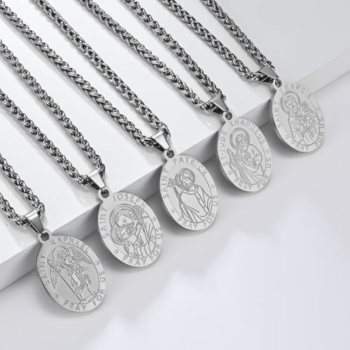 Collar de Acero Inoxidable, acero inoxidable 304, Redondo Aplanado, Bricolaje & diferentes patrones para la opción, color original, 18x27mm, Vendido por UD