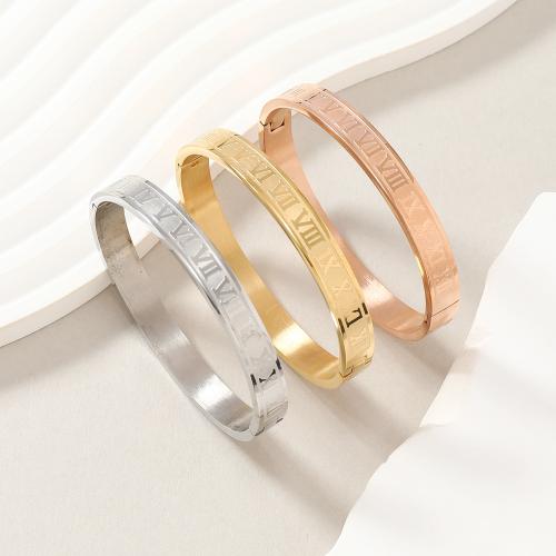 304 Edelstahl Armreif, plattiert, Modeschmuck & mit römischen Zahl & unisex, keine, bangle width 8mm, Innendurchmesser:ca. 60mm, 10PCs/Menge, verkauft von Menge