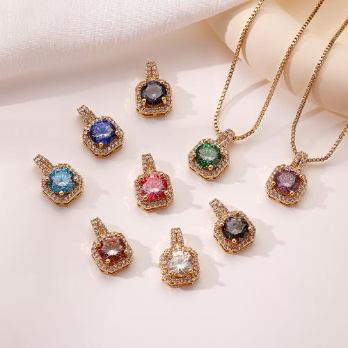 Colgante de Micro Pavé de Zirconía Cúbica, metal, Patrón Geométrico, chapado en color dorado, Bricolaje & micro arcilla de zirconia cúbica, más colores para la opción, 10x10mm, Vendido por UD