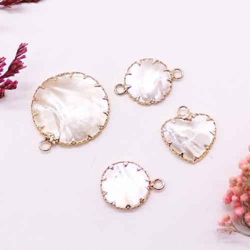 Brass Shell Pendants, White Lip Shell, with Brass, gold color plated, DIY 