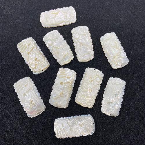 Weiße Muschel Anhänger, Rechteck, geschnitzt, DIY & verschiedene Stile für Wahl, 18x35mm, verkauft von PC