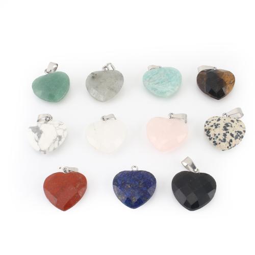 Edelstein Messing Anhänger, mit Messing, Herz, DIY & facettierte, keine, 30x20x6mm, verkauft von PC