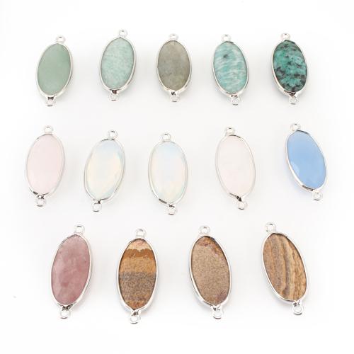 Edelstein Connector, mit Messing, flachoval, DIY, keine, 27x12x5mm, verkauft von PC