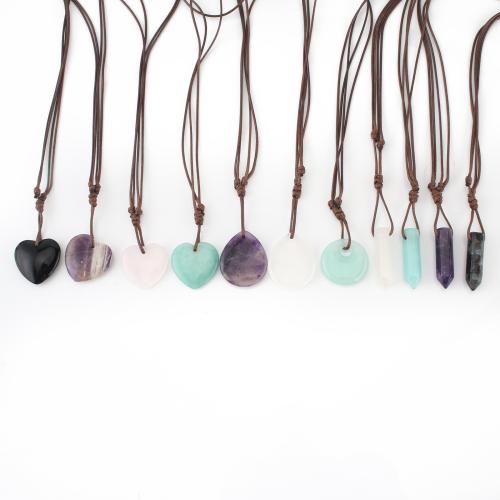 Edelstein Halskette, mit Wachsschnur, unisex & verschiedene Stile für Wahl, Länge:ca. 47 cm, verkauft von PC