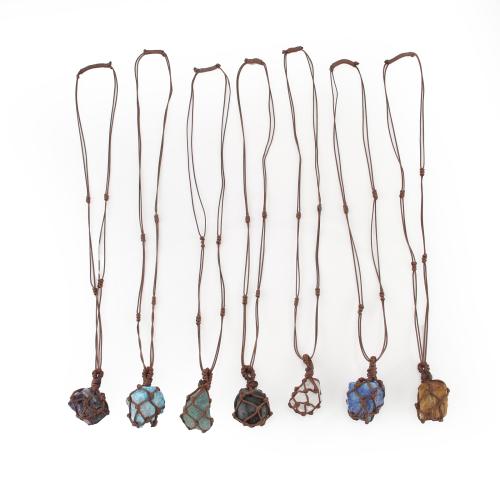 Edelstein Halskette, mit Wachsschnur, Unregelmäßige, unisex & verschiedene Stile für Wahl, Länge:ca. 43 cm, verkauft von PC