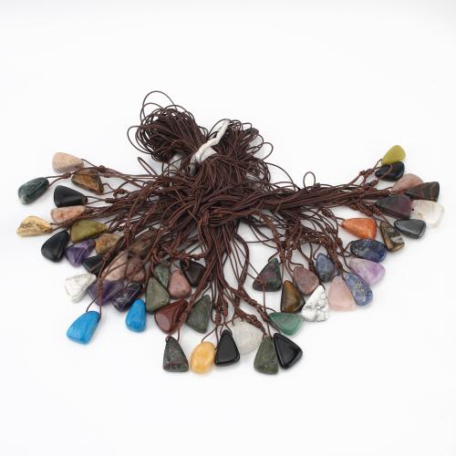 Edelstein Halskette, mit Wachsschnur, unisex & verschiedene Stile für Wahl, Länge:ca. 43-47 cm, verkauft von PC