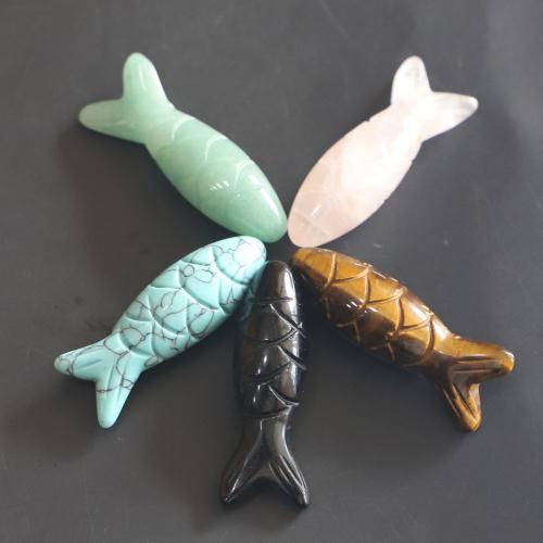 Edelstein Schmuck Anhänger, Fisch, geschnitzt, DIY & verschiedenen Materialien für die Wahl, 40x14x12mm, Bohrung:ca. 2mm, verkauft von PC