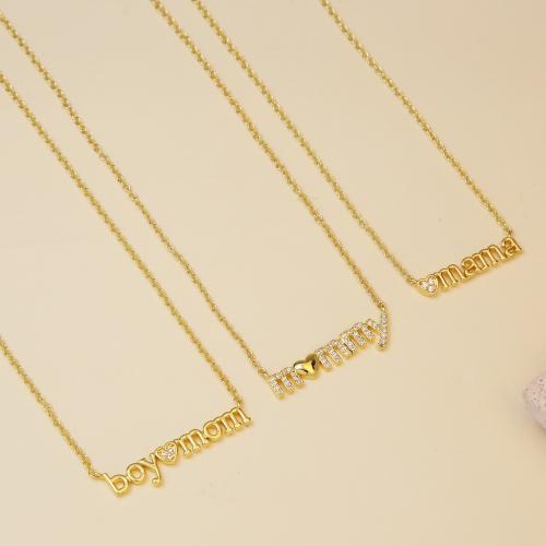 laiton collier, avec 5cm chaînes de rallonge, Lettre d’alphabet, Placage, Bijoux Fête des Mères & styles différents pour le choix & pour femme & avec strass Environ 40 cm, Vendu par PC