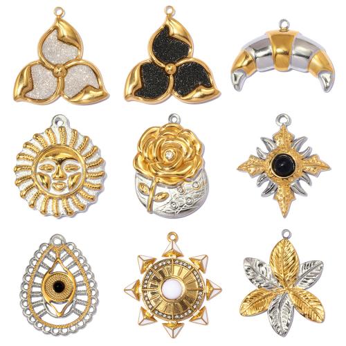 Pendentifs en acier inoxydable, Acier inoxydable 304, avec pierre gemme, Placage, DIY & styles différents pour le choix & émail & avec strass Vendu par sac