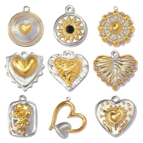 Pendentifs en acier inoxydable, Acier inoxydable 304, avec Plastique ABS perle & pierre gemme, Placage, DIY & styles différents pour le choix & émail Vendu par sac