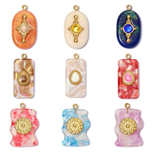 Bijoux Pendentif en résine, Acier inoxydable 304, avec résine, Motif géométrique, Placage, DIY & styles différents pour le choix & émail Vendu par sac