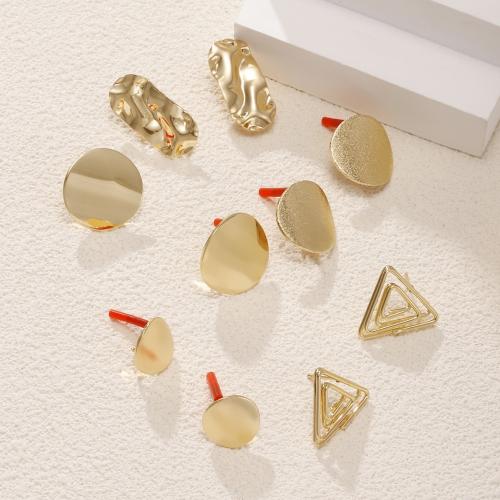 Iron Earring Stud Component, gold color plated, DIY [