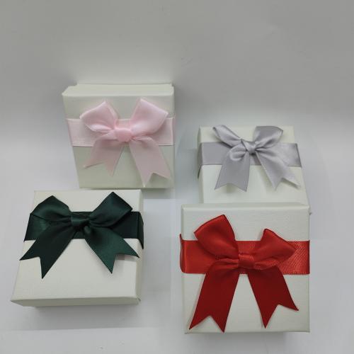 Boîte Cadeau de bijoux, papier, cadre, Anti-poussière & avec une décoration de noeud à boucles, couleurs mélangées Vendu par lot