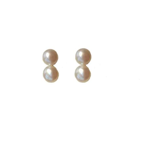 perle d'eau douce cultivée boucle d oreille dormeuse, Rond, bijoux de mode & pour femme, 6mm, Vendu par paire