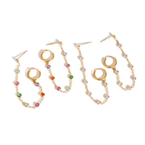 Boucle d'oreille goutte inox, acier inoxydable, Placage, bijoux de mode & pour femme & avec strass, plus de couleurs à choisir, Vendu par paire