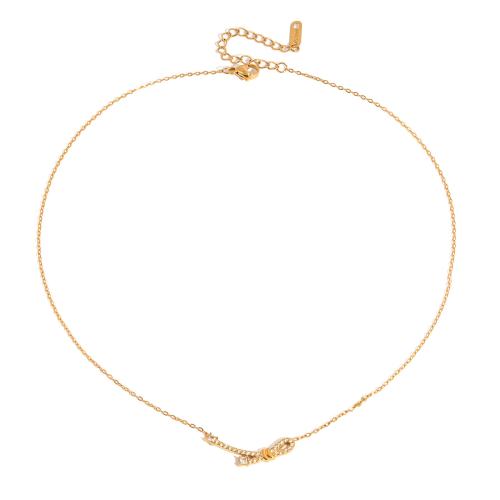 Collier de bijoux en acier inoxydable, avec 5cm chaînes de rallonge, Plaqué or 18K, bijoux de mode & pour femme & avec strass Environ 40 cm, Vendu par brin