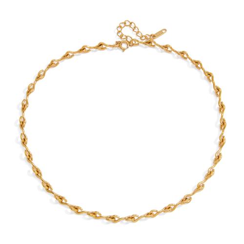 Collier de bijoux en acier inoxydable, avec 5cm chaînes de rallonge, Plaqué or 18K, bijoux de mode & pour femme, 5.1mm Environ 40 cm, Vendu par brin
