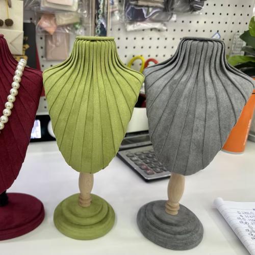 Velvet Necklace Display, Velveteen, with Wood 