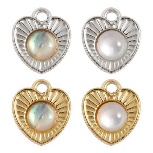 Pendentifs en acier inoxydable, Acier inoxydable 304, avec coquille, coeur, Placage, DIY, plus de couleurs à choisir Vendu par sac