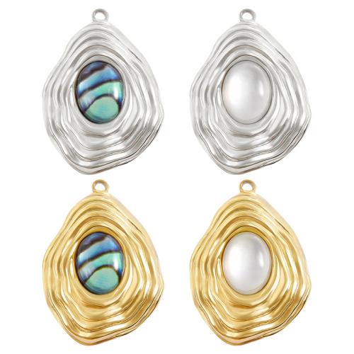 Pendentifs en acier inoxydable, Acier inoxydable 304, avec coquille, Placage, DIY, plus de couleurs à choisir Vendu par sac