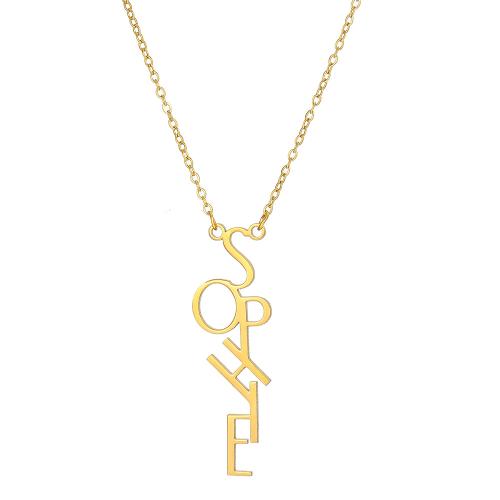 Acier inoxydable 304 collier, avec 5cm chaînes de rallonge, Lettre d’alphabet, Placage, Chaîne transversale & pour femme, plus de couleurs à choisir Environ 41 cm, Vendu par PC