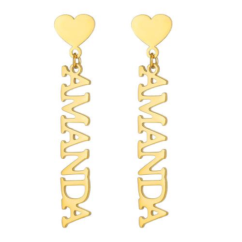 Acier inoxydable 304 Boucle d'oreille goutte, Lettre d’alphabet, Placage, bijoux de mode & pour femme, plus de couleurs à choisir Vendu par paire