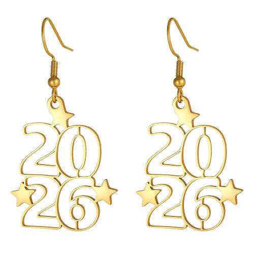 Acier inoxydable 304 Boucle d'oreille goutte, numéro, Placage, pour femme & creux, plus de couleurs à choisir Vendu par paire